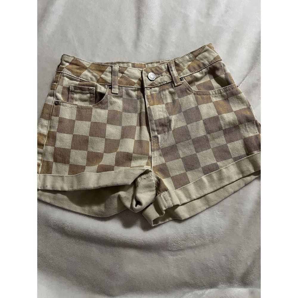 PacSun Shorts Women's Checkerboard Mom Shorts Tan Checker, Size 24